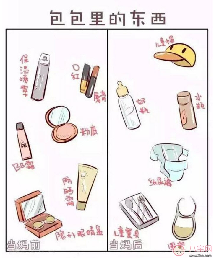 对比|生娃前后对比漫画 当妈前和当妈后对比图片