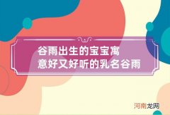 谷雨出生的宝宝寓意好又好听的乳名 谷雨出生的宝宝名字